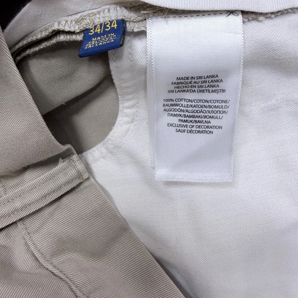 Polo Ralph Lauren Classic Fit Chino Pants Mens 34x34 Tan Khaki Brushed Twill